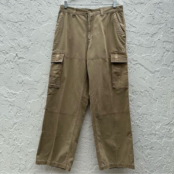 OLD NAVY Vintage Y2K Cargo Pants Mens 33X32 Khaki  Military Utility Wide Leg - Picture 1 of 11